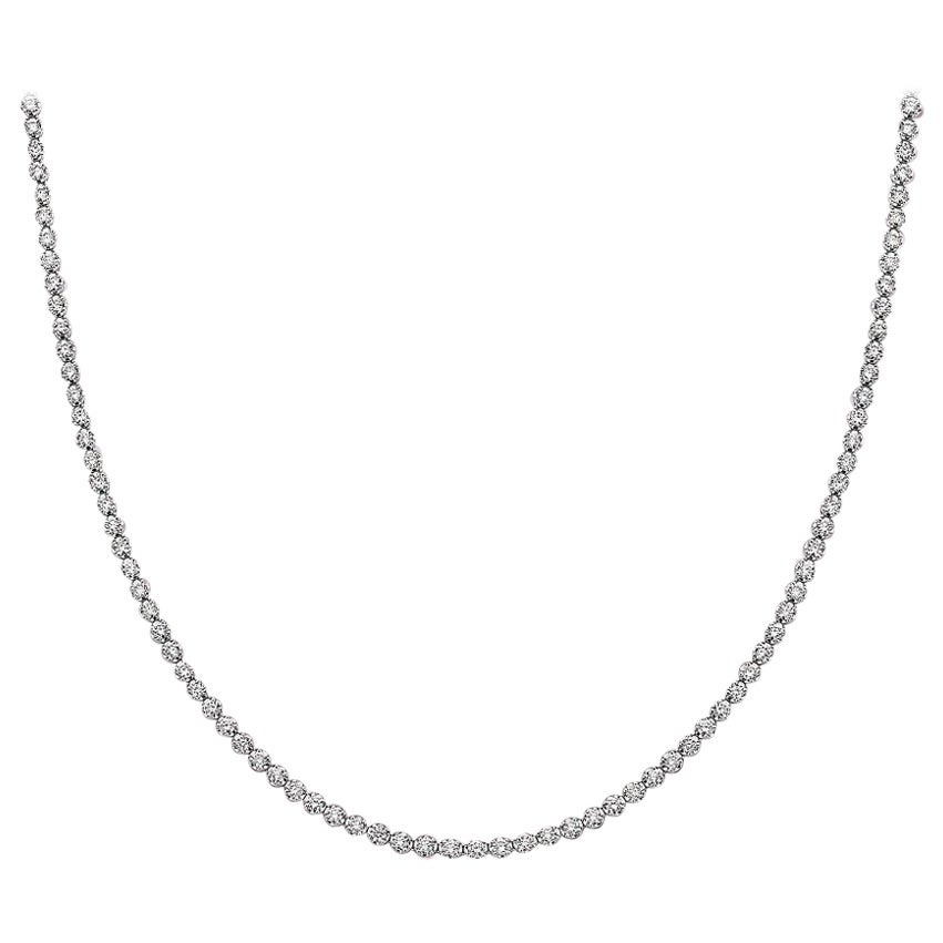 Collier tennis Capucelli en forme de coupe, en or 14 carats et diamants naturels de 4,57 carats