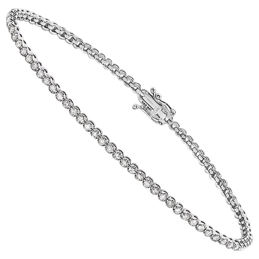 Bracelet de tennis en diamants naturels '4.64ct. t.w.' de Capucelli. Bracelet de tennis en diamants naturels, or 14k, bouton d'or