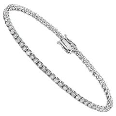 Bracelet tennis à 4 griffes en or 14 carats avec diamants naturels de 5,1 carats poids total de Capucelli