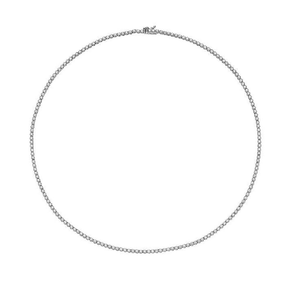 Handmade in New York of polished 14k white gold, CAPUCELLI's Tennis necklace showcases a delicate box chain embellished with dozens of shimmering white diamonds.

Beautiful Diamond Tennis Necklace. A staple in your jewelry collection. Handmade in