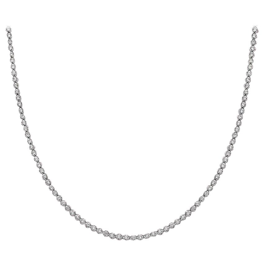 Tennis-Halskette mit natürlichen Diamanten von Capucelli '5,18ct. t.w.', 14k Gold, Schmetterling im Angebot