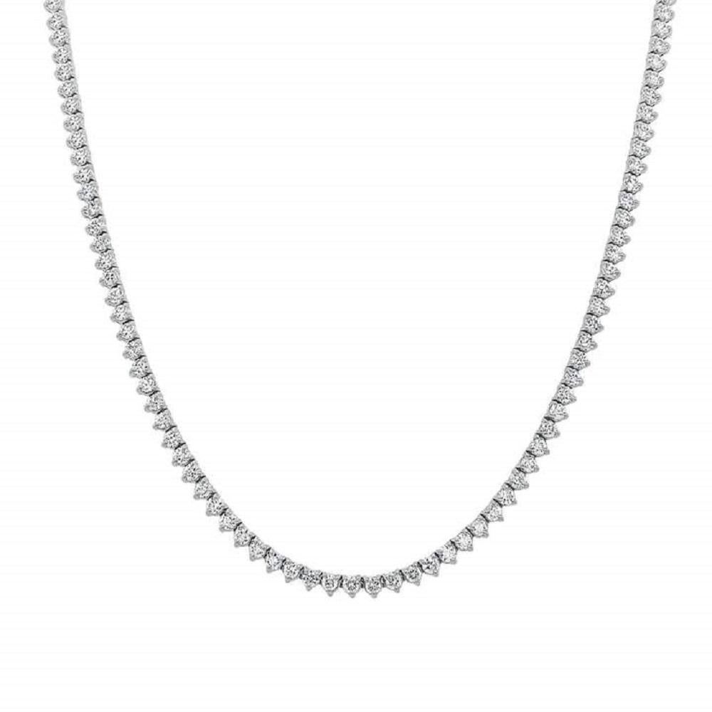 Art Nouveau Capucelli '7.06 ct. t.w.' Natural Diamonds Tennis Necklace, 14k Gold 3-Prongs For Sale