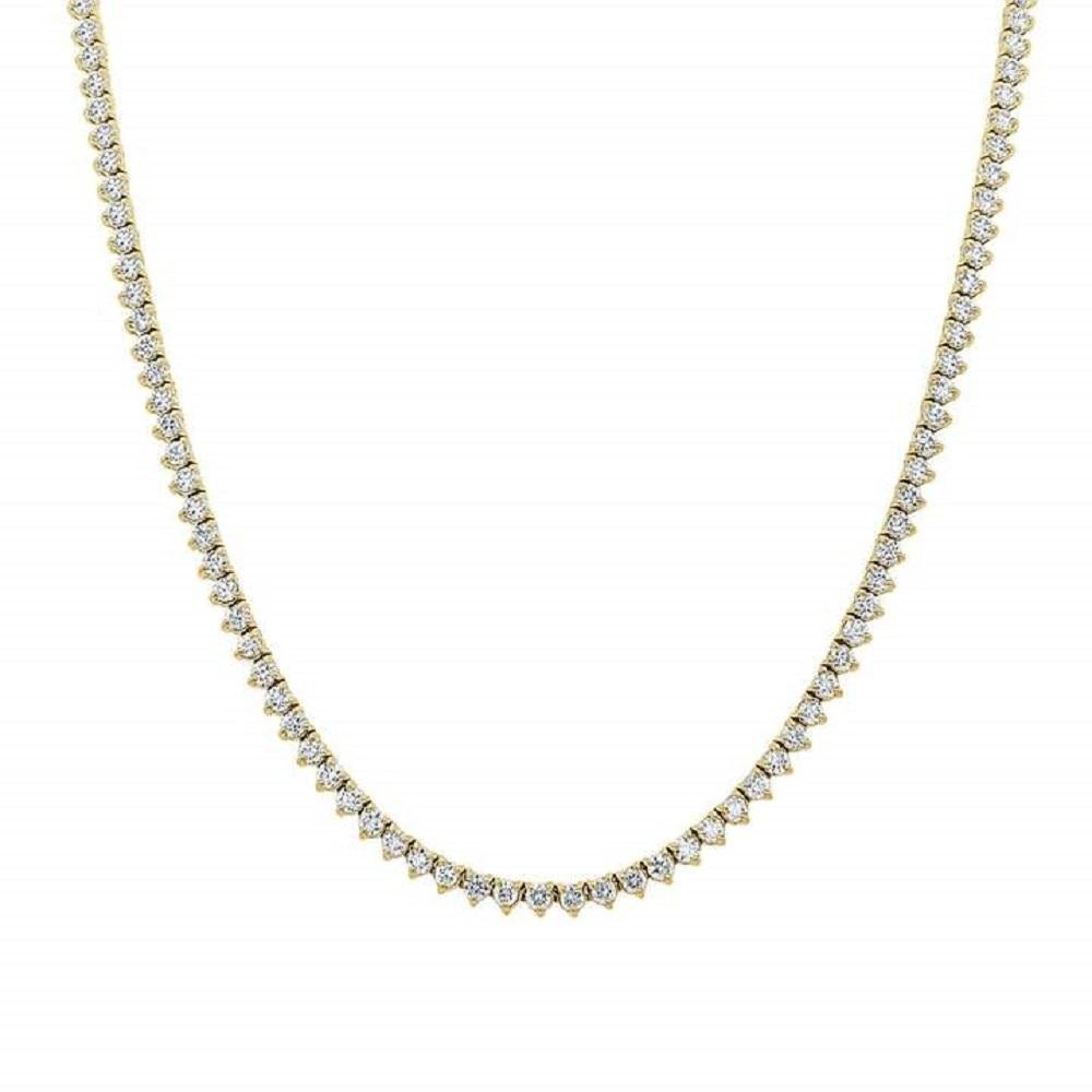 Capucelli '7.06 ct. t.w.' Natural Diamonds Tennis Necklace, 14k Gold 3-Prongs In New Condition For Sale In Great Neck, NY