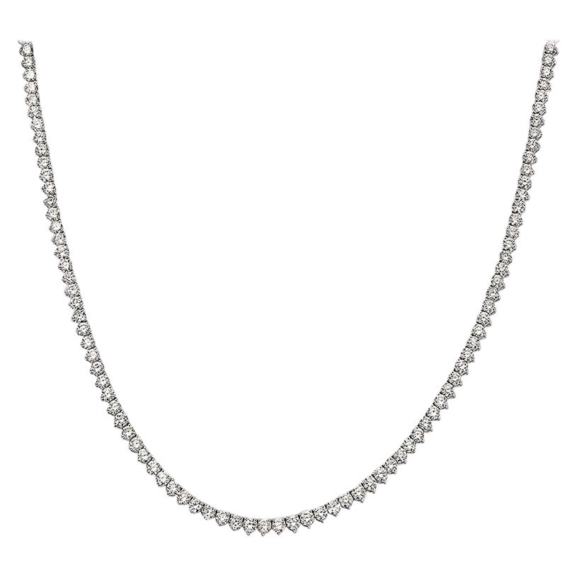 Capucelli '7.06 ct. t.w.' Natural Diamonds Tennis Necklace, 14k Gold 3-Prongs For Sale