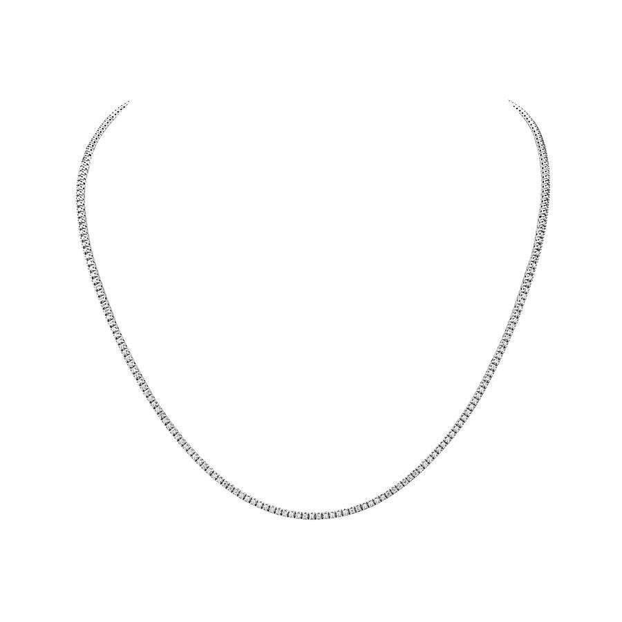 Women's or Men's Capucelli '7.06ct. t.w.' Natural Diamonds Tennis Necklace, 14k Gold 4-Prongs For Sale