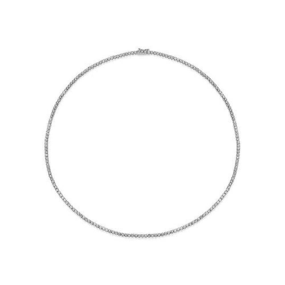 Round Cut Capucelli '7.58ct. t.w.' Natural Diamonds Tennis Necklace, 14k Gold 4-Prongs For Sale