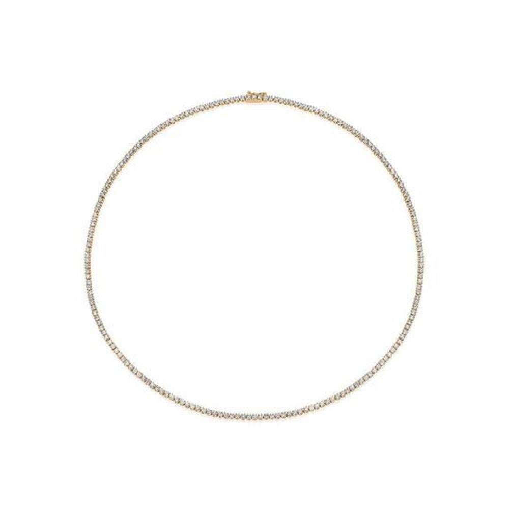 Capucelli '7.58ct. t.w.' Natural Diamonds Tennis Necklace, 14k Gold 4-Prongs In New Condition For Sale In Great Neck, NY