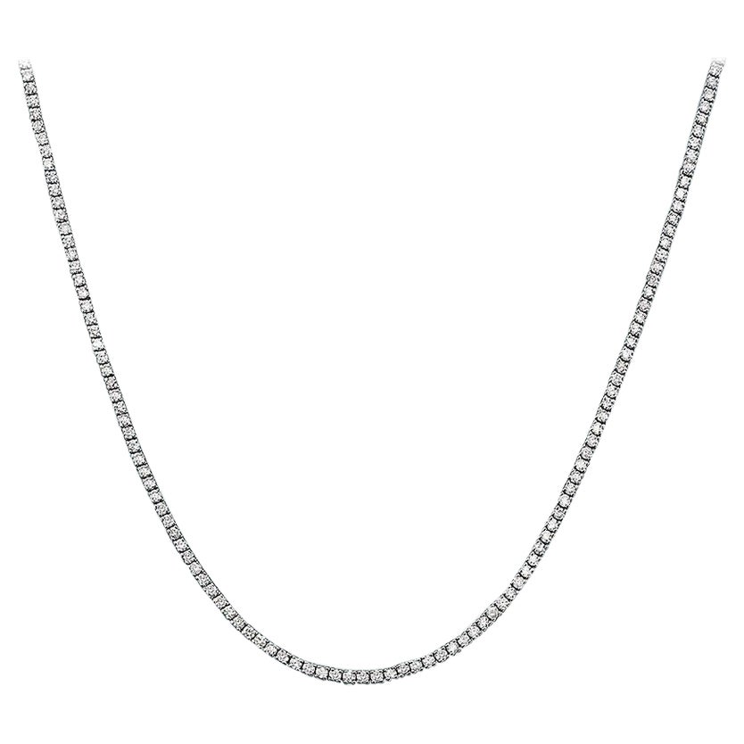 Capucelli '7,58ct. t.w.' Tennis-Halskette mit natürlichen Diamanten, 14k Gold 4-Zinken im Angebot