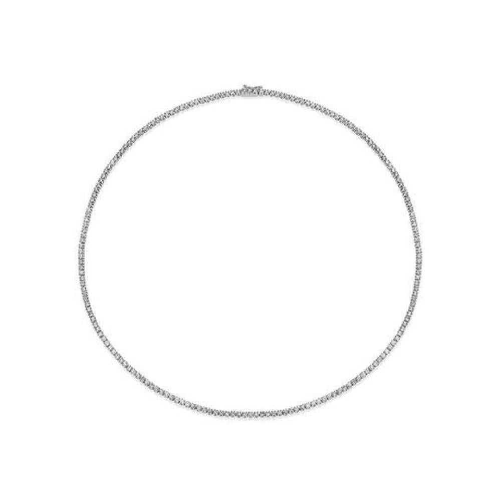 Handmade in New York of polished 14k white gold, CAPUCELLI's Tennis necklace showcases a delicate box chain embellished with dozens of shimmering white diamonds.

Beautiful Diamond Tennis Necklace. A staple in your jewelry collection. Handmade in