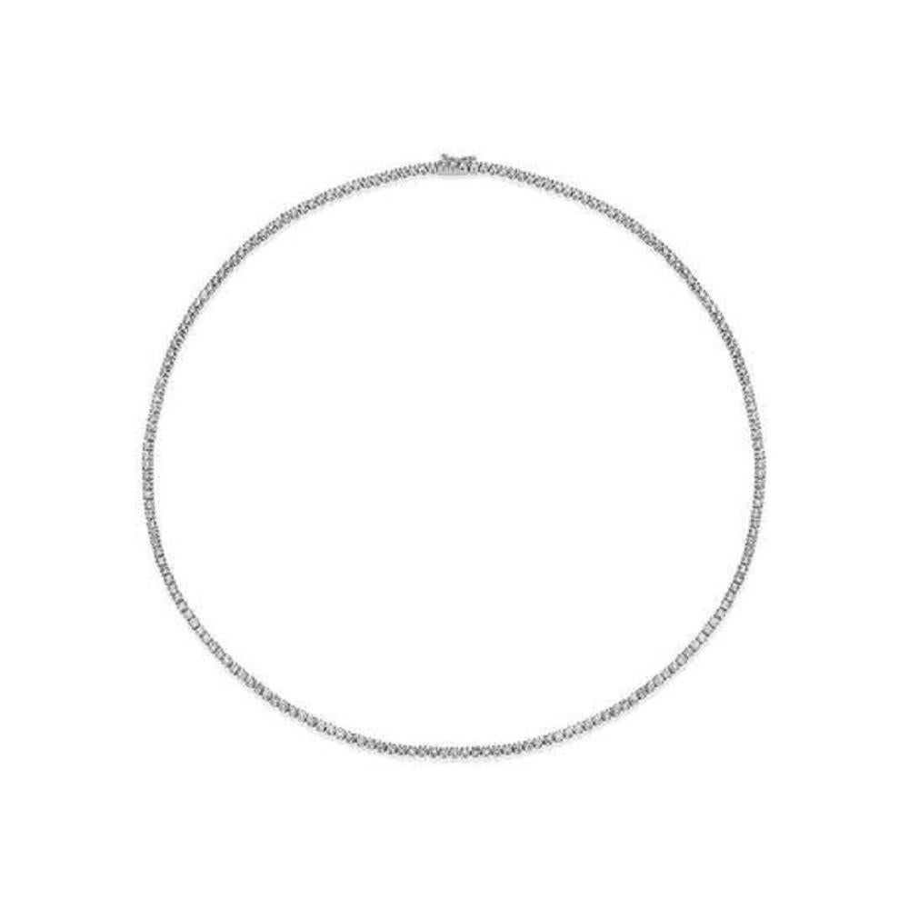 Handmade in New York of polished 14k white gold, CAPUCELLI's Tennis necklace showcases a delicate box chain embellished with dozens of shimmering white diamonds.

Beautiful Diamond Tennis Necklace. A staple in your jewelry collection. Handmade in