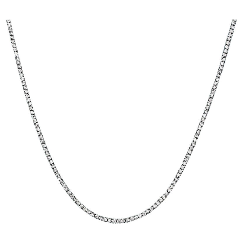 Capucelli: Tennis-Halskette aus 14 Karat Gold mit natürlichen Diamanten, 9,09 Karat, 4 Zacken