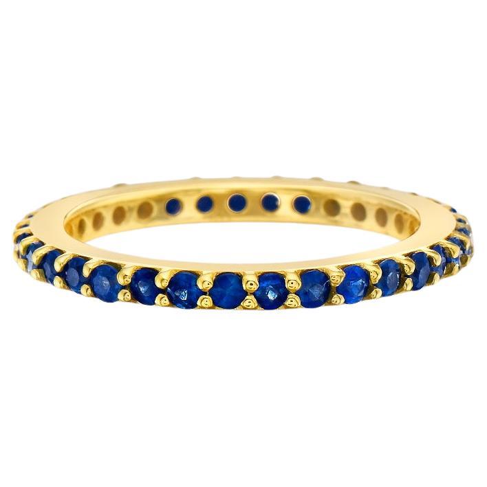 Capucelli Blue Sapphire Eternity Band Ring (1.25 ct.) 4-Prongs Set in 14K Gold For Sale
