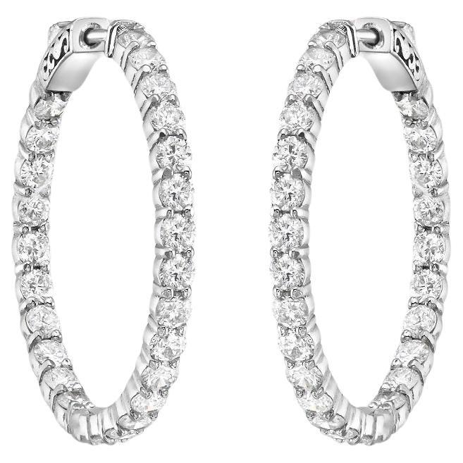 Capucelli Diamond Inside-Out 1.00'' Hoop Earrings (4.00 ct.) 2.8 mm in 14K Gold For Sale