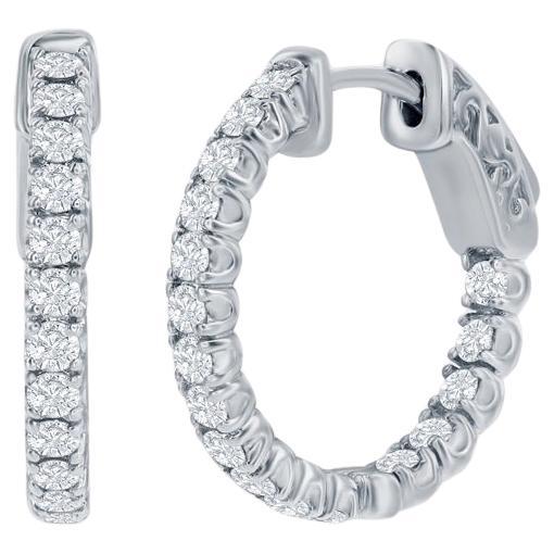 Capucelli Diamond Inside-Out Hoop Earrings (1.50 ct.) in 14K Gold For Sale