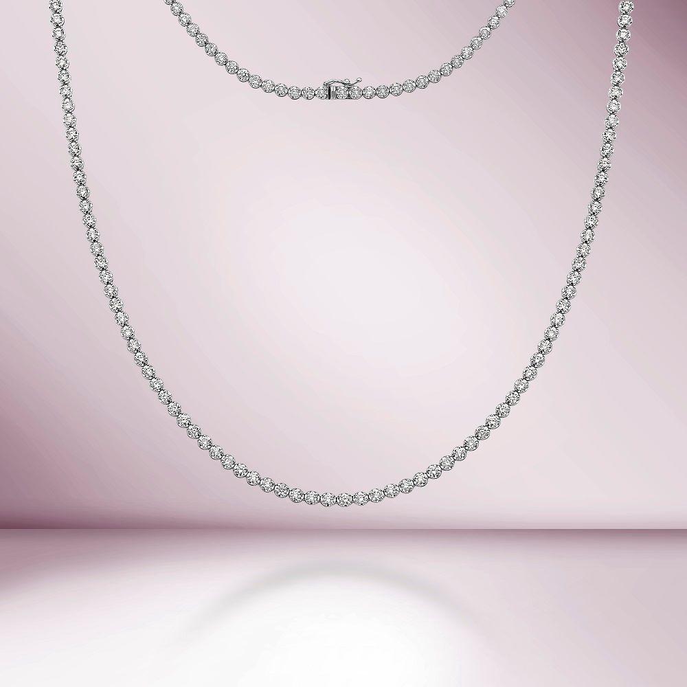 Round Cut Capucelli Diamond Tennis Necklace (3.50 ct.) Buttercup Setting 17