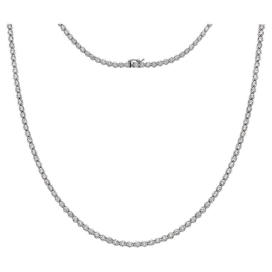 Capucelli Diamond Tennis Necklace (3.50 ct.) Buttercup Setting 17" in 14K Gold For Sale
