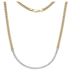 Capucelli Diamond Tennis Necklace & Half Flat Curb Chain (3.00 ct.)