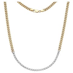 Capucelli Diamant-Tennis-Halskette & halber flacher Curb-Kette (3,00 Karat) 