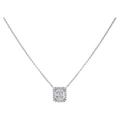 Capucelli Double Halo Baguette Diamond Rectangular Shape Necklace (0.28 ct.)