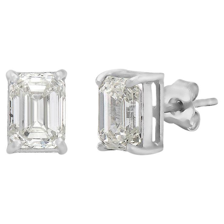 Capucelli Emerald Cut Diamond Rectangular Studs Earrings (2.03 ct.) in 14K Gold