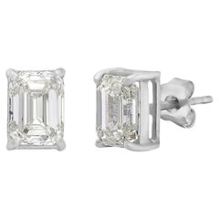 Capucelli - Boucles d'oreilles rectangulaires en or 14 carats avec diamant taille émeraude (2,03 ct.)