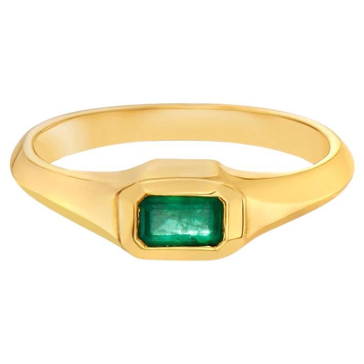 Capucelli Emerald Cut Emerald Solitaire Ring (0.25 ct.) Bezel Set in 14K Gold 