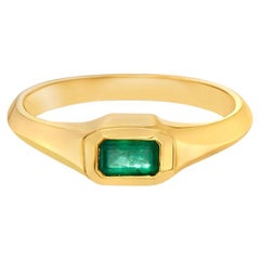 Capucelli Emerald Cut Emerald Solitaire Ring (0.25 ct.) Bezel Set in 14K Gold