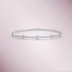 Capucelli Flower Diamond Flexible Bangle Bracelet (0.43 ct.) in 14K Gold
