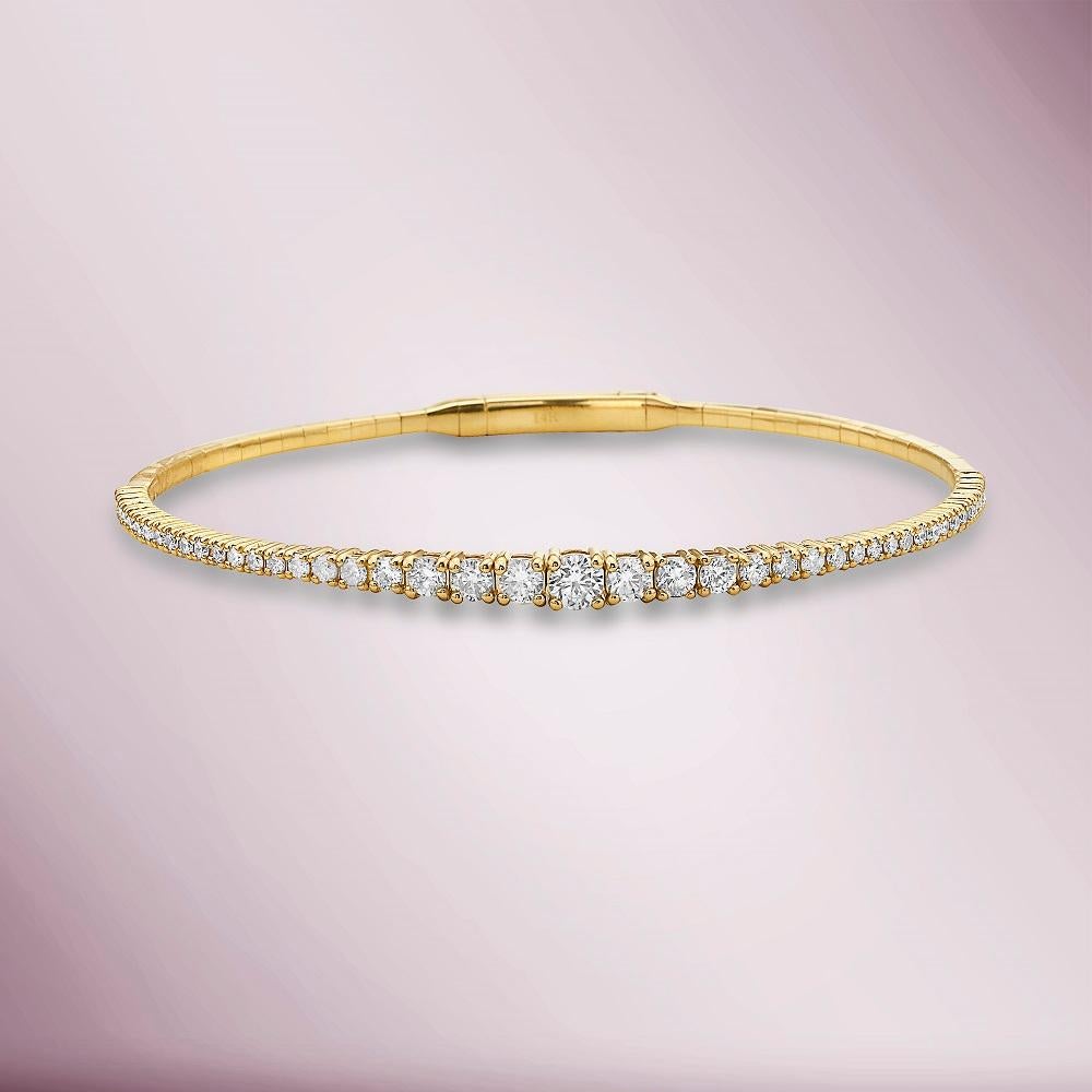Introducing our HalfWay Graduated Diamond Thin Flexible Bangle Bracelet Cuff, a captivating piece that combines sophistication, versatility, and timeless beauty. Meticulously crafted with exceptional attention to detail, this bracelet cuff is
