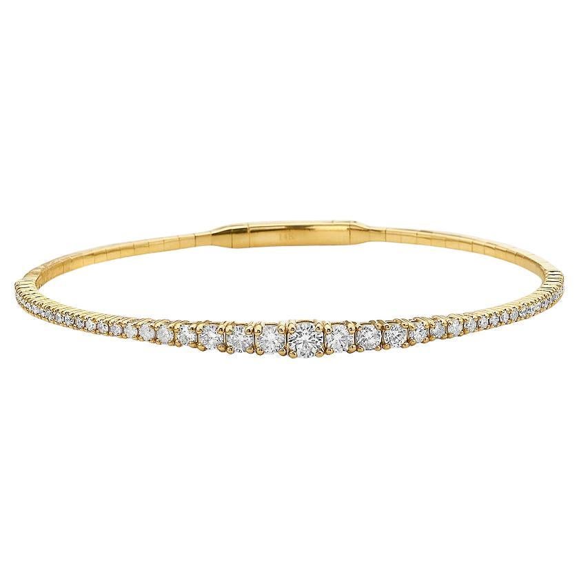 Capucelli, manchette-bracelet jonc souple avec demi-diamants gradués (1,35 carat)