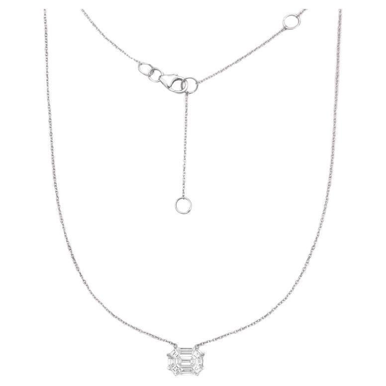 Capucelli Illusion Emerald Cut Shape Diamond Necklace (0.50 ct.) in14K Gold