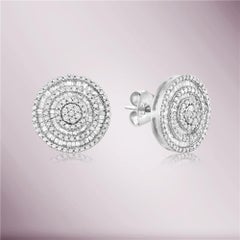 Capucelli Triple Halo Baguette & Round Diamond Studs Earrings