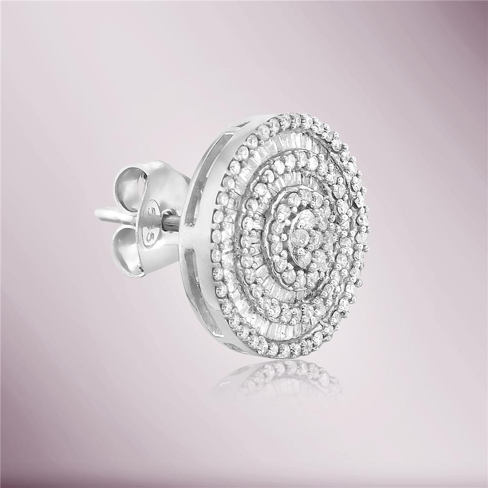 Round Cut Capucelli Triple Halo Baguette & Round Diamond Studs Earrings  For Sale