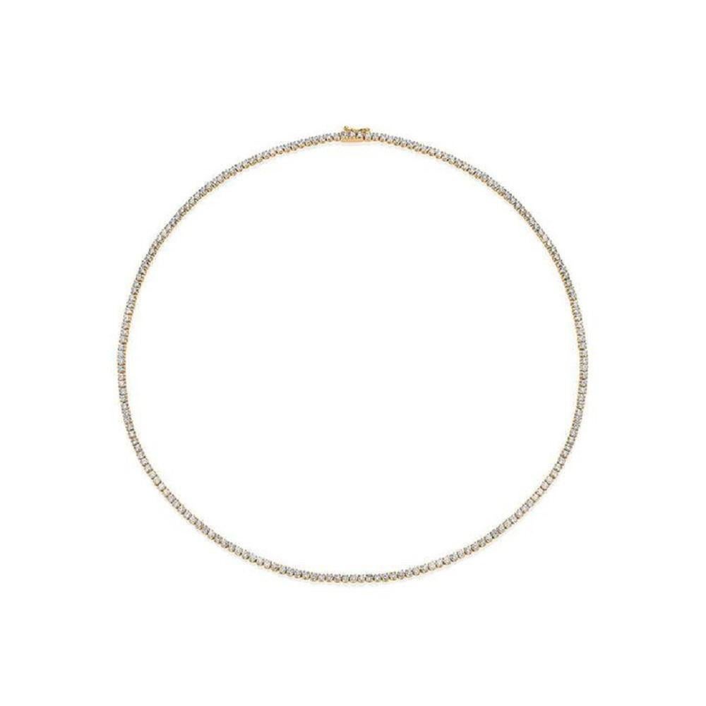 Capucelli '15,00ct. t.w.' Tennis-Halskette mit natürlichen Diamanten, 14k Gold, 4 Zacken (Art nouveau) im Angebot