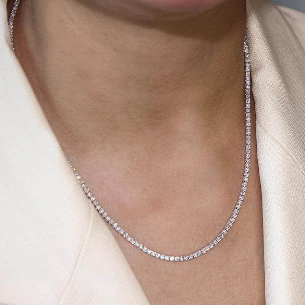Capucelli '3,50 ct. t.w.' Tennis-Halskette mit natürlichen Diamanten, 14k Gold, 4 Zacken im Zustand „Neu“ im Angebot in Great Neck, NY