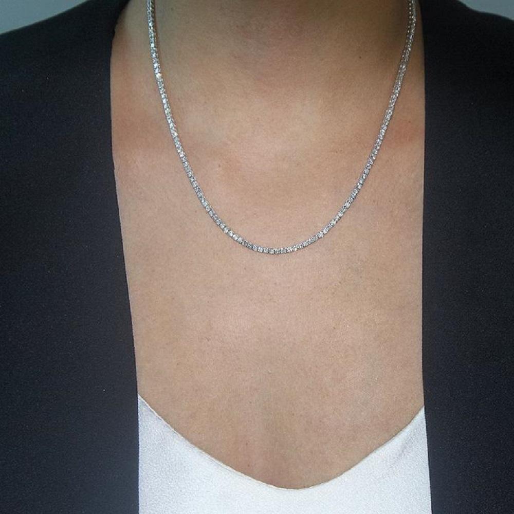 Capucelli '3,50 ct. t.w.' Tennis-Halskette mit natürlichen Diamanten, 14k Gold, 4 Zacken für Damen oder Herren im Angebot