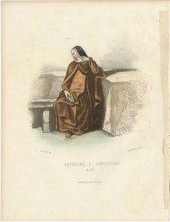 Capucine - 1862 Hand-Colored Lithograph of a Capuchin Nun