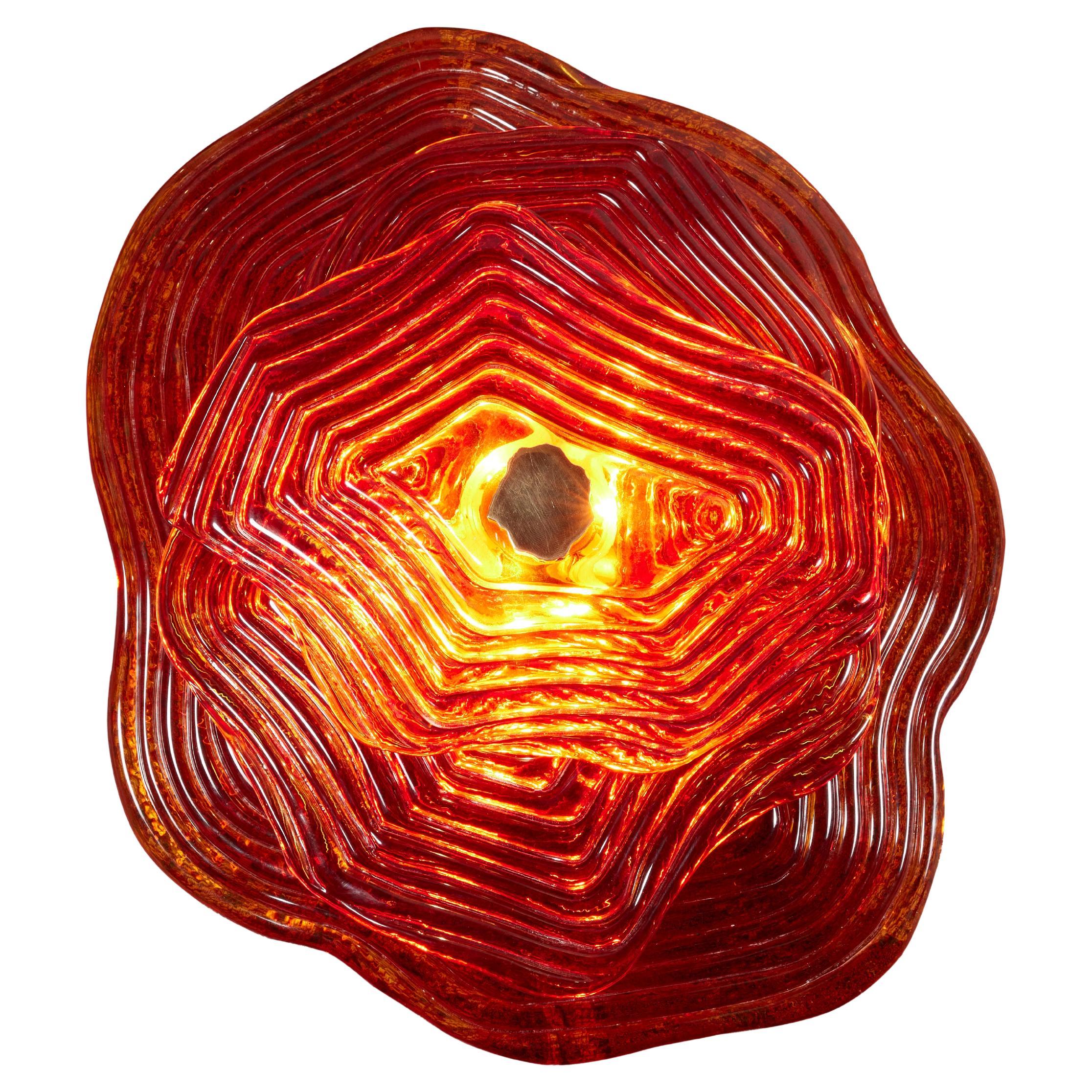 Capucine Sconce Composed of Amber Glass Tiles by Laura Gonzalez