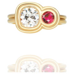 Anillo Capuleto Toi Et Moi con diamante talla cojín antiguo de 1,17 quilates  y .25 Coche