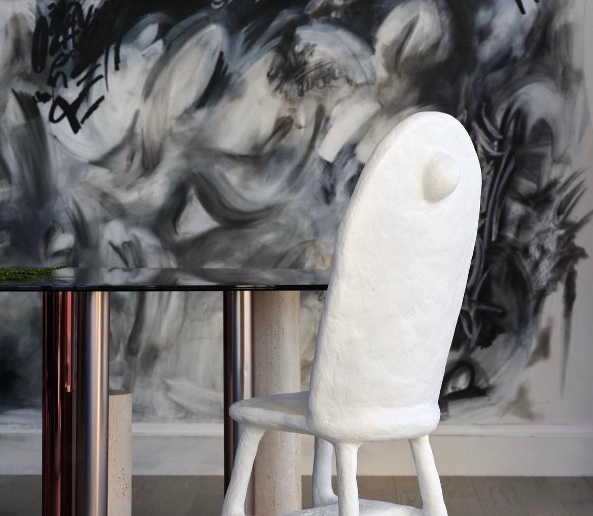 Epoxy Resin Caquetoire Dining Chair in Gypsum & Fiberglass by Brent Warr Studios For Sale