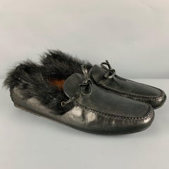 CAR SHOE Größe 8 Schwarze Loafers aus Leder mit Pelzbesatz für Drivers