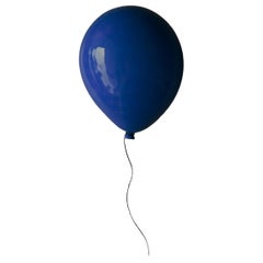Cara-bien Scultura di palloncini in ceramica lucida blu fatta a mano per parete e soffitto