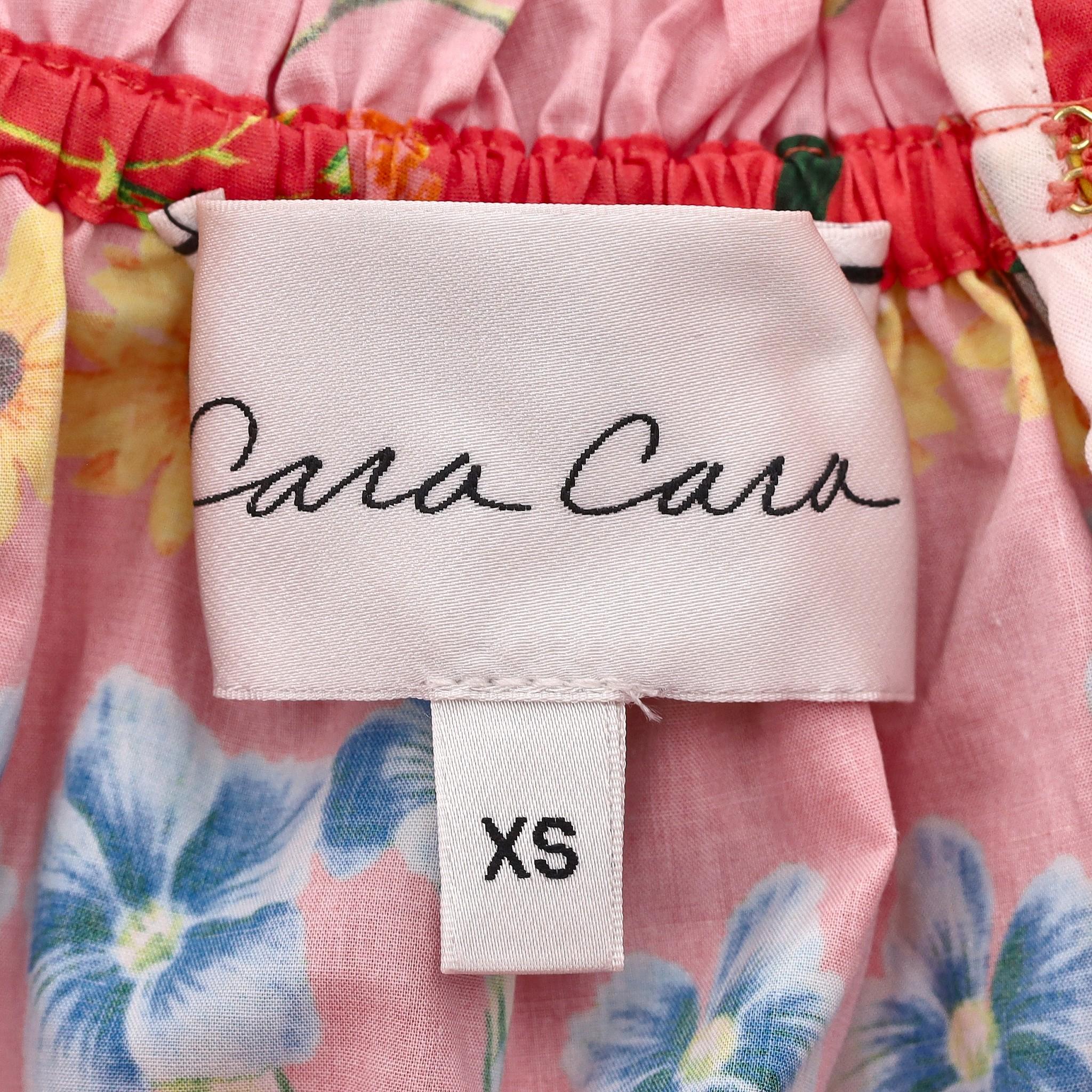 Donna CARA Vestito in cotone con stampa floreale, senza spalla in vendita