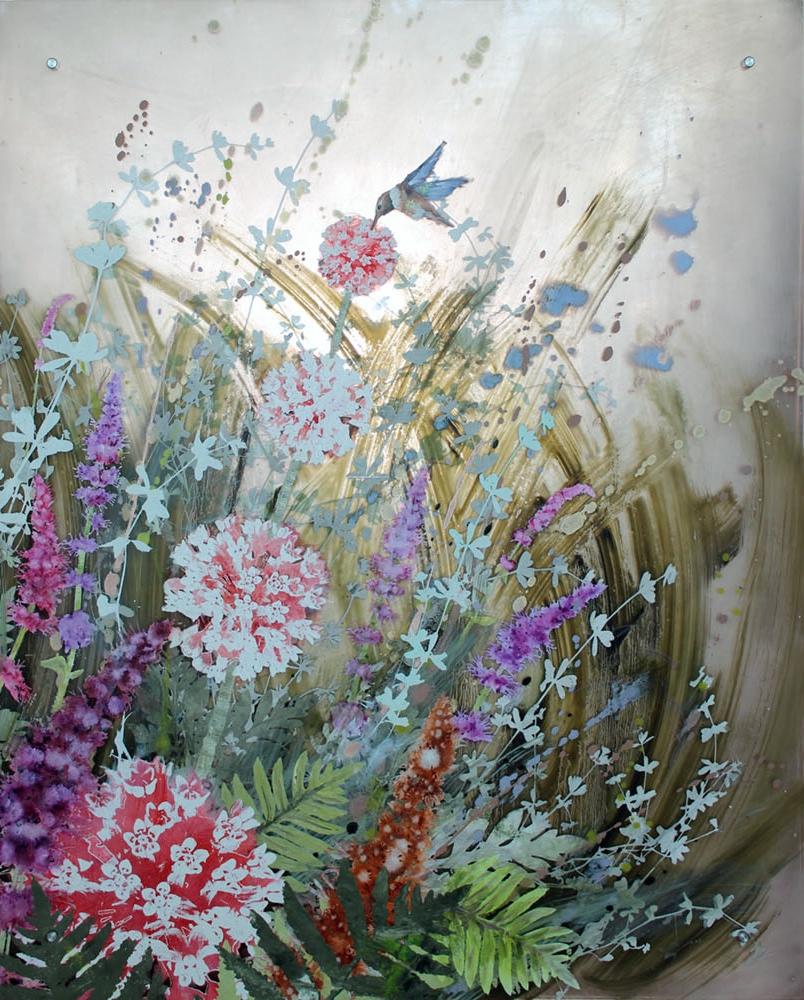 Rufous and Milkweed - Contemporary Mixed Media Art by Cara Enteles