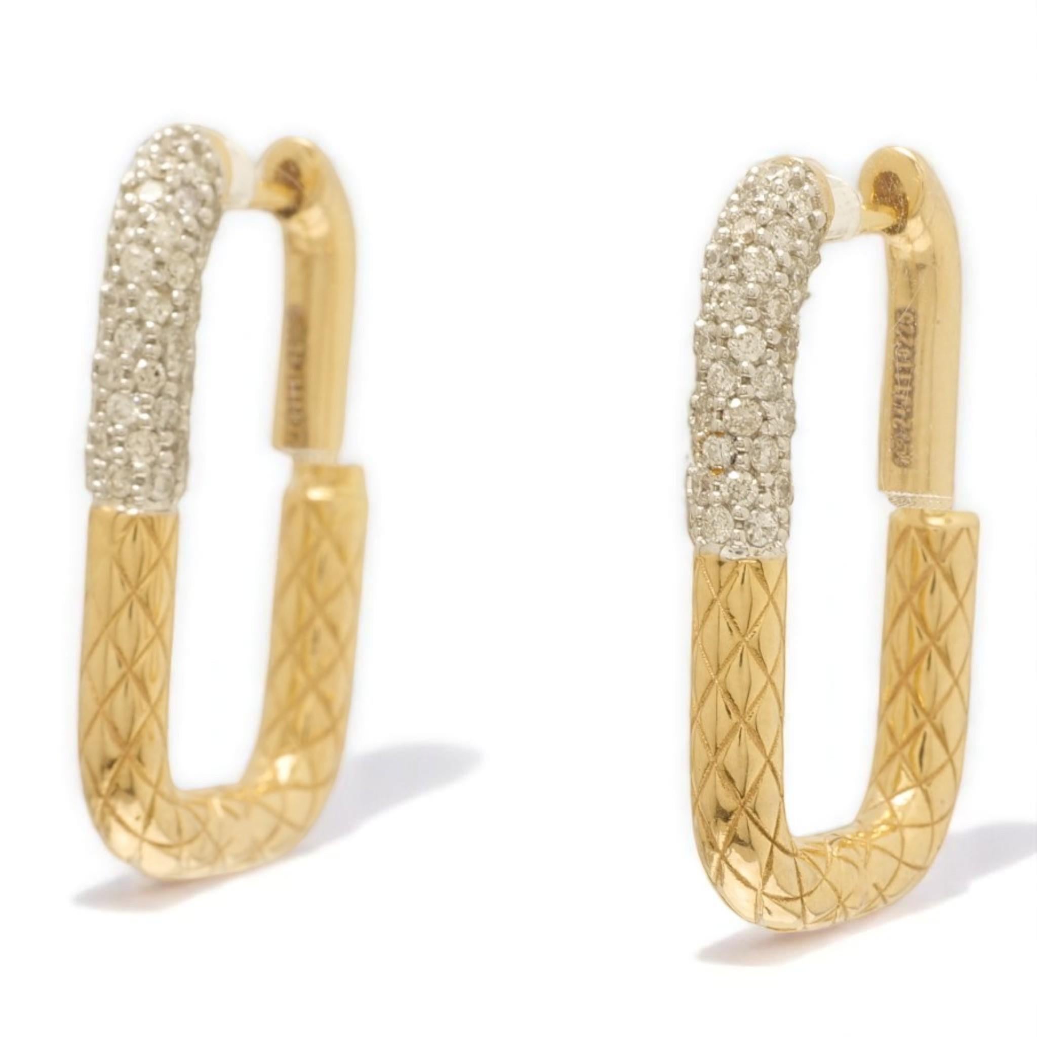 Taglio rotondo Orecchini a cerchio con diamante a moschettone in oro massiccio 14k (certificati) in vendita