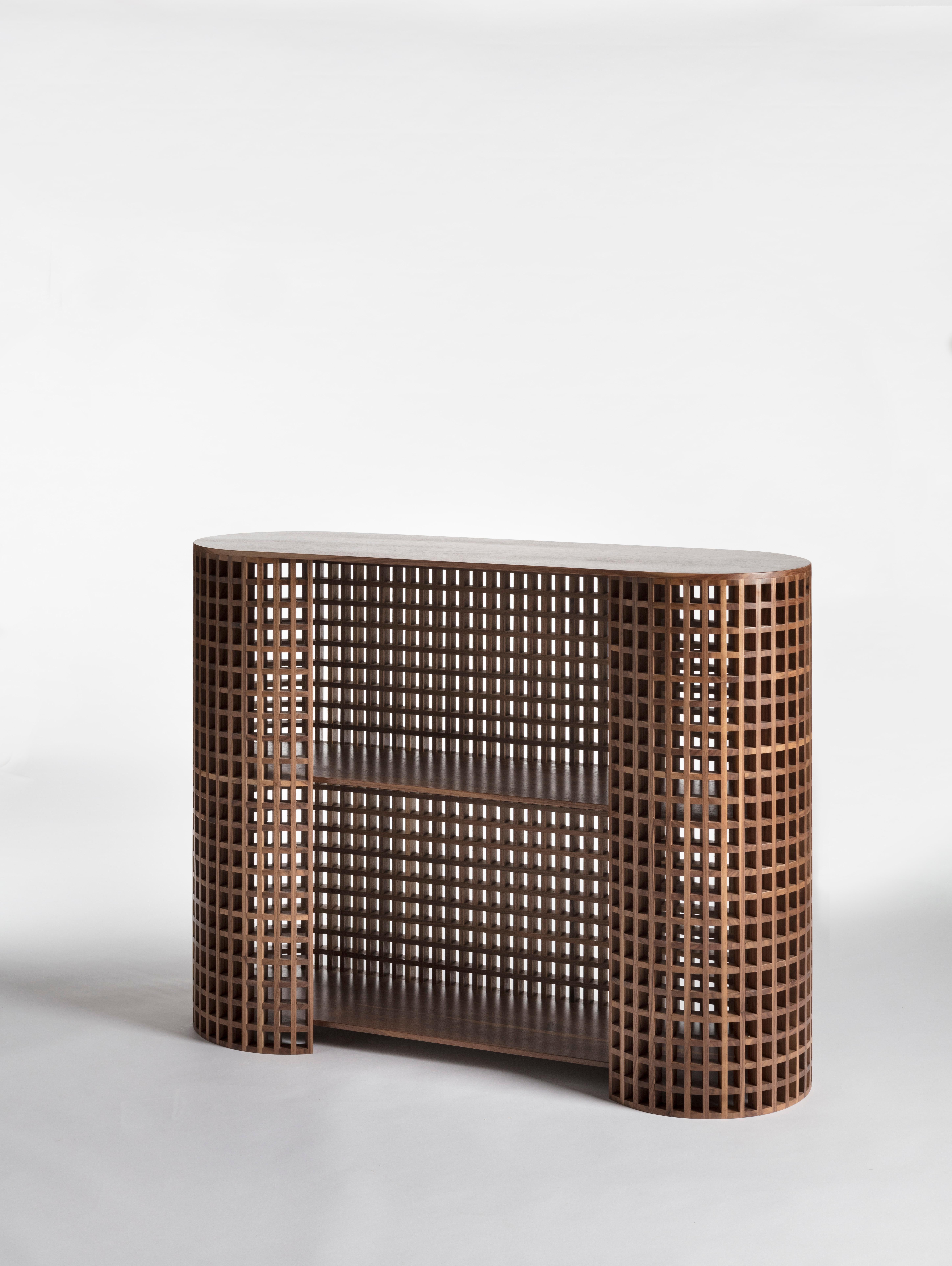 Modern Unique Brown Handcrafted Walnut Carabottino Drink Cabinet by Cara Davide For Sale