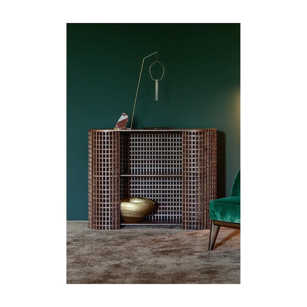 Wood Unique Brown Handcrafted Walnut Carabottino Drink Cabinet by Cara Davide For Sale