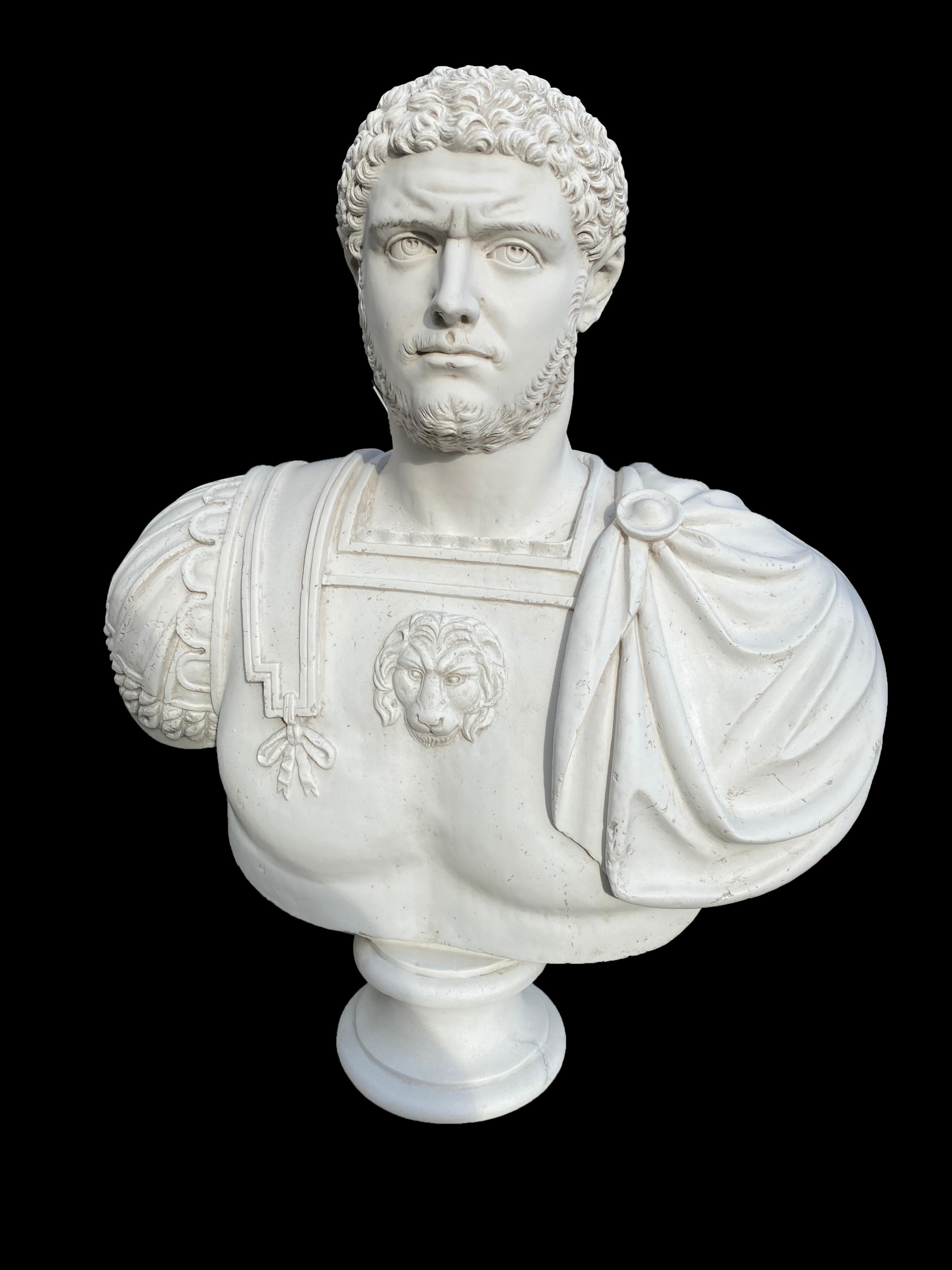 Classical Greek Caracalla Roman Emperor Bust Sculpture, 20th Century For Sale