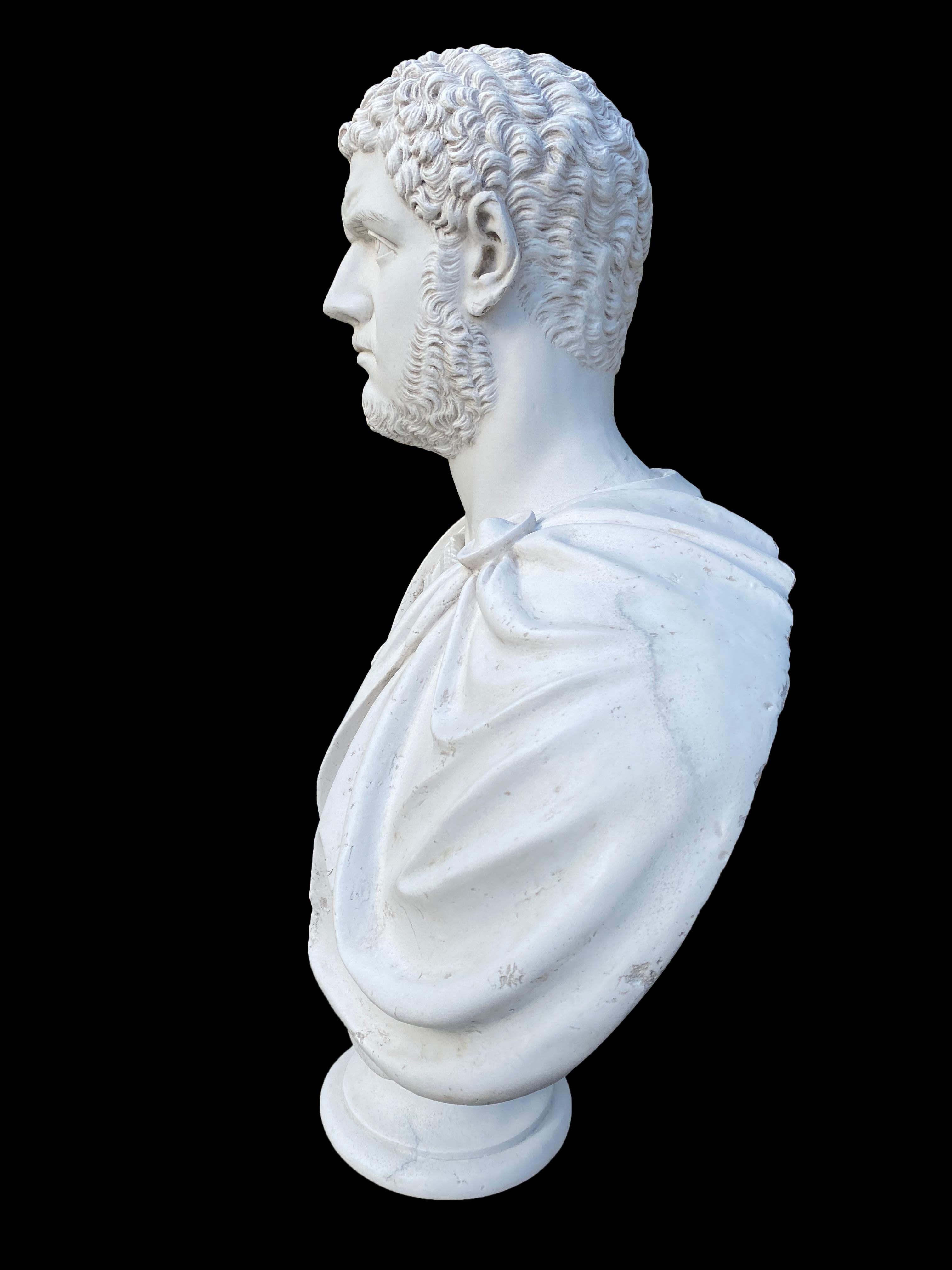 Carrara Marble Caracalla Roman Emperor Bust Sculpture, 20th Century For Sale