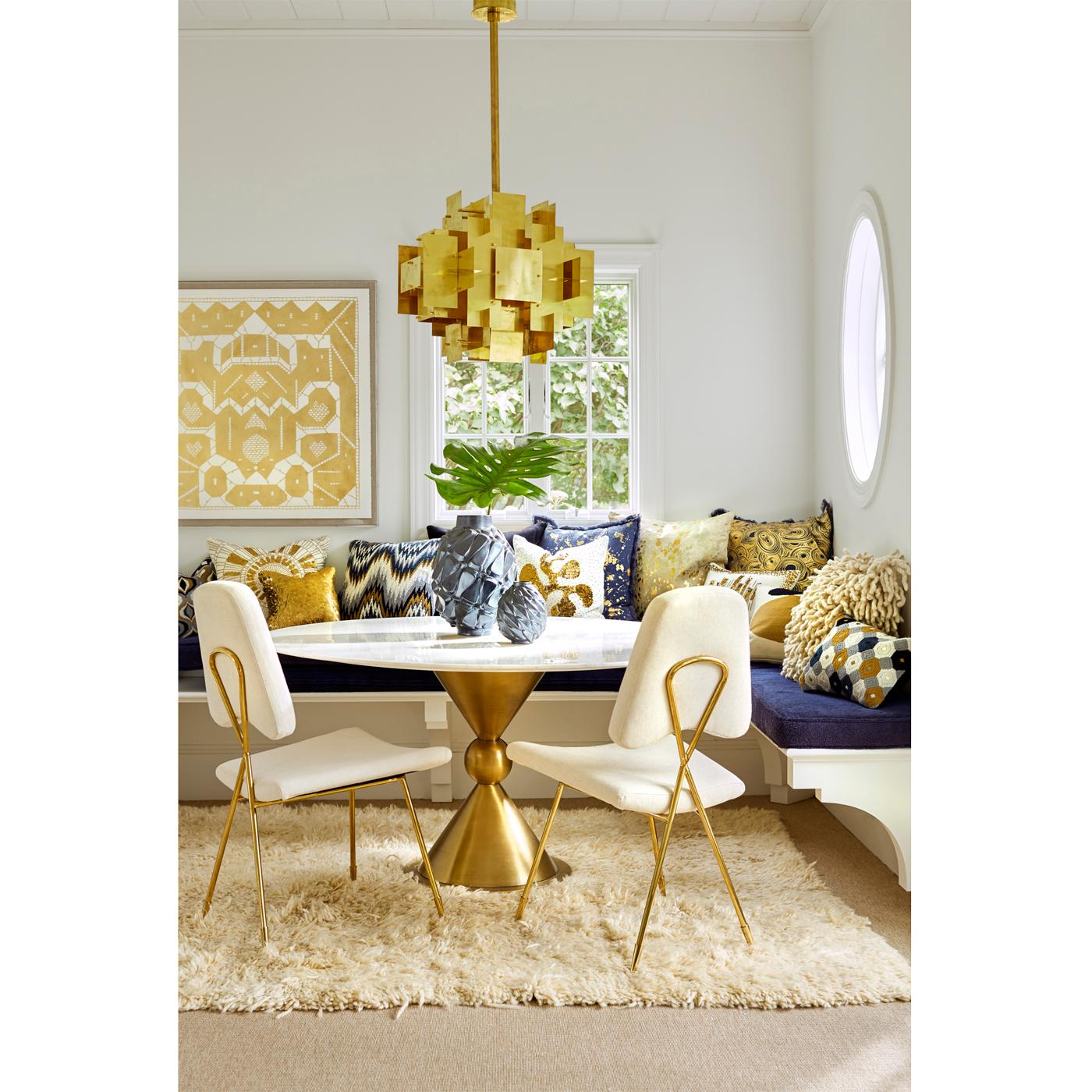 Modern Caracas Brass and White Marble Dining Table